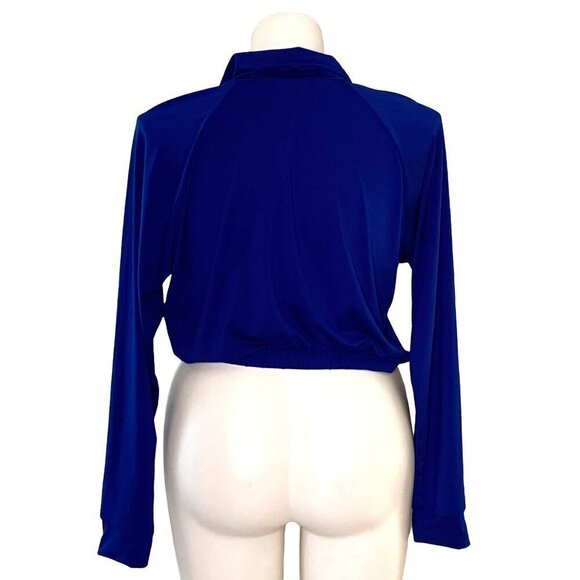 Fashion Nova NWT Royal Blue Mock Neck Top, Do You Even Gym Women's Size 2X - Picture 6 of 11